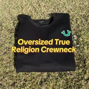 True Religion Black and Green Crewneck Top
